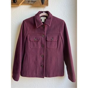 J. Crew Wool Shacket Peacoat in Fig Burgundy Small